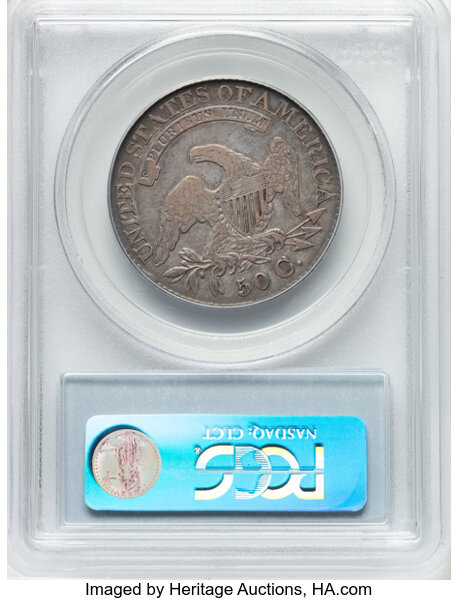 image for: 1828 50C Square Base 2, Small 8s, Large Letters, O-117, R.1, VF35 PCGS. Ex: Manhattan Collection. PCGS Population: 4 in 35,...