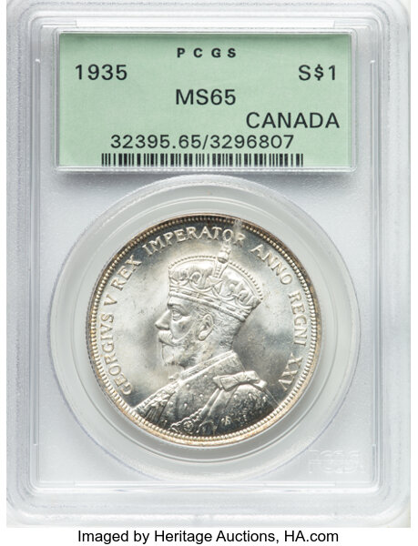 image for: Canada: George V "Silver Jubilee" Dollar 1935 MS65 PCGS,...