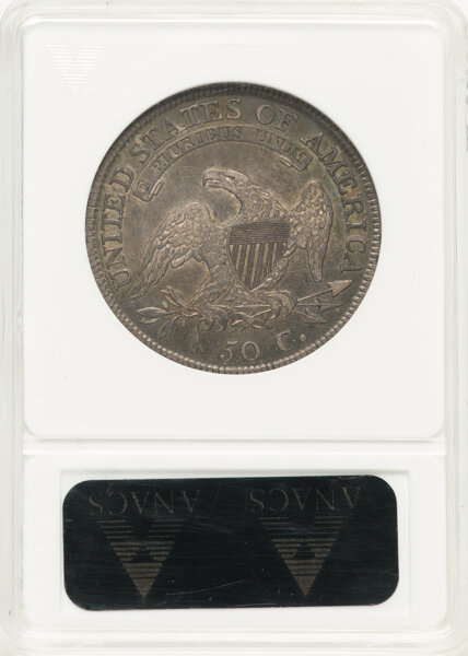 image for: 1811 50C Small 8, O-110, R.1, AU50 ANACS. Housed in a small-sized holder.  Mintage 1,203,644....