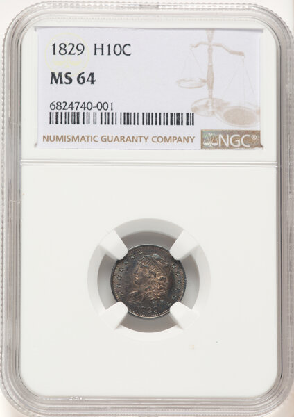 image for: 1829 H10C V-6, LM-5, R.1, MS64 NGC.  Mintage 1,230,000....