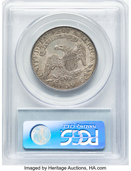 image for: 1825 50C O-102, R.2, AU50 PCGS. PCGS Population: 5 in 50, 11 finer (10/25). CDN: $255 Whsle. Bid for NGC/PCGS AU50. Mintage...