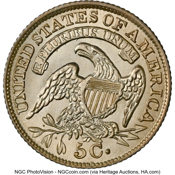 image for: 1834 H10C 3 Over Inverted 3, V-5, LM-1, FS-301, R.2, MS64 NGC.  CDN: $1,140 Whsle. Bid for NGC/PCGS MS64. Mintage 1,480,000...