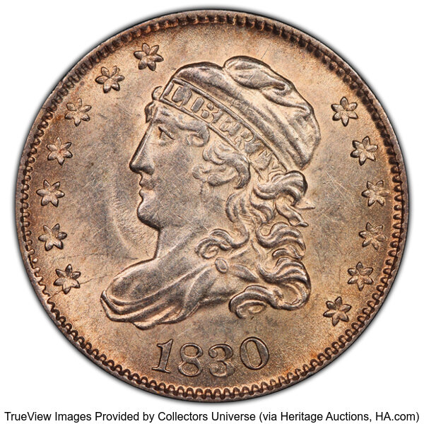 image for: 1830 H10C V-3, LM-4.1, R.2, MS62 PCGS. CAC. CAC: 8 in 62, 71 finer (11/25). CDN: $550 Whsle. Bid for NGC/PCGS MS62. Mintage...