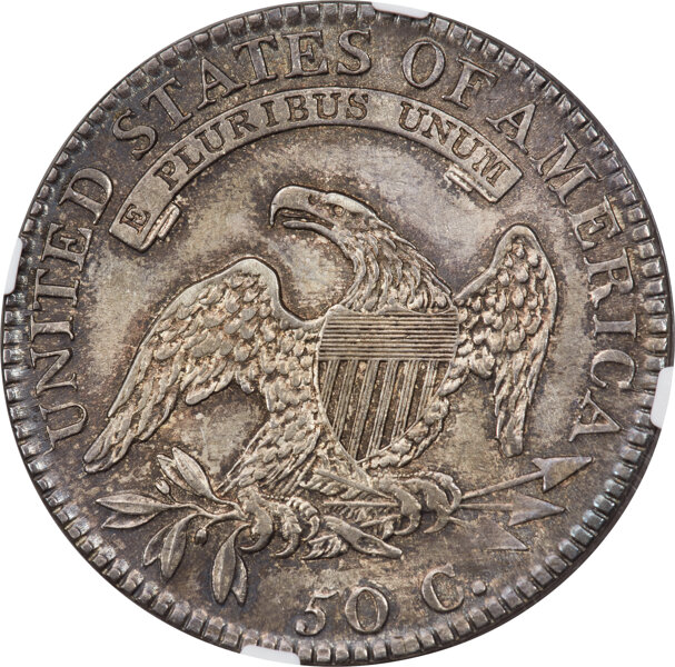image for: 1818 50C O-108, R.2, MS63 NGC. The "Pincer 8s" variety, named after the small recessed areas atop the 8s in the date that v...