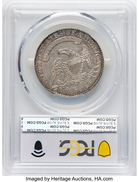 image for: 1828 50C Square Base 2, Small 8s, Large Letters, O-116, R.2, AU50 PCGS....