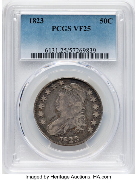 image for: 1823 50C O-103, R.2, VF25 PCGS. Mintage 1,694,200....