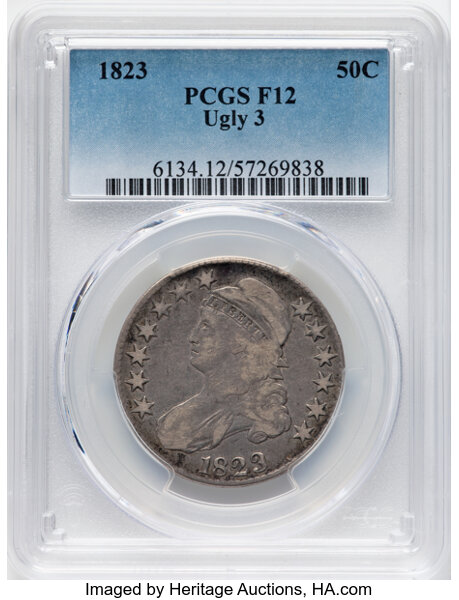 image for: 1823 50C Ugly 3, O-110a, R.1, Fine 12 PCGS....