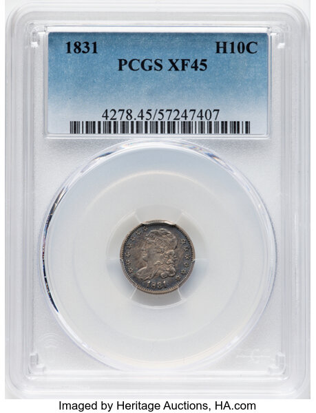 image for: 1831 H10C V-1, LM-6, R.1, XF45 PCGS.  Mintage 1,200,000....
