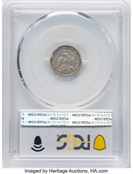 image for: 1836 H10C Large 5C, 3 Over Inverted 3, V-4, LM-3, FS-301, R.1, AU53 PCGS. Mintage 1,900,000....