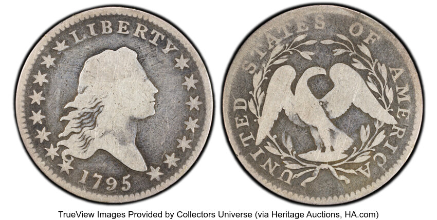 image for: 1795 50C Two Leaves, O-105a, T-25, Low R.4, Good 4 PCGS. PCGS Population: 2 in 4, 8 finer (10/25). CDN: $1,430 Whsle. Bid f...