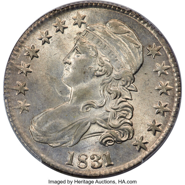 image for: 1831 50C O-103, R.1, MS62 PCGS.  Mintage 5,873,660....
