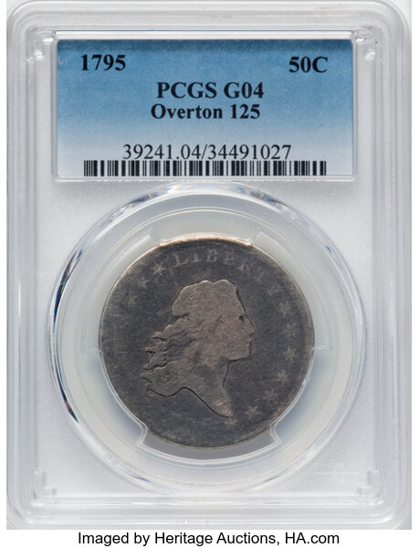 image for: 1795 50C Two Leaves, O-125, T-13, Low R.4, Good 4 PCGS. PCGS Population: 1 in 4, 12 finer (9/25). CDN: $1,430 Whsle. Bid fo...