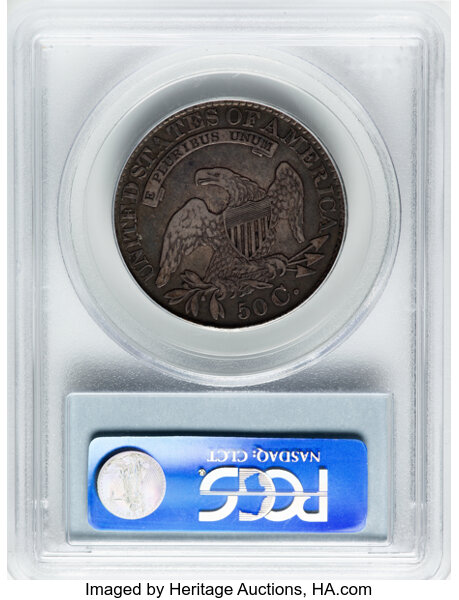 image for: 1828 50C Square Base 2, Small 8s, Large Letters, O-116, R.2, VF30 PCGS. Ex: Manhattan Collection. PCGS Population: 3 in 30,...