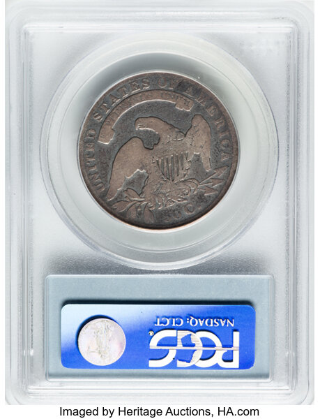 image for: 1834 50C Large Date, Small Letters, O-106, R.1, VG10 PCGS. Ex: Manhattan Collection. PCGS Population: 1 in 10, 49 finer (10...