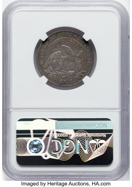 image for: 1819 25C Small 9, B-3, R.1, VF35 NGC. CDN: $700 Whsle. Bid for NGC/PCGS VF35. Mintage 144,000....