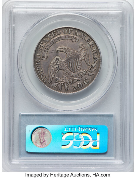 image for: 1828 50C Square Base 2, Small 8s, Large Letters, O-117, R.1, XF40 PCGS. Ex: Manhattan Collection. PCGS Population: 6 in 40,...
