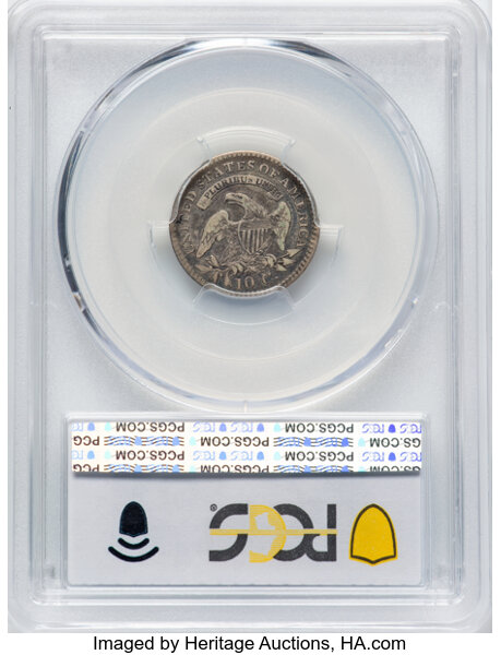 image for: 1821 10C Small Date, JR-9, R.2, Fine 12 PCGS. PCGS Population: 3 in 12, 6 finer (10/25). CDN: $135 Whsle. Bid for NGC/PCGS ...