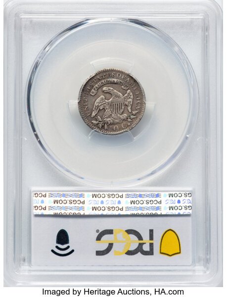 image for: 1820 10C Medium 0, JR-5, R.4, VF35 PCGS. PCGS Population: 1 in 35, 5 finer (10/25). CDN: $385 Whsle. Bid for NGC/PCGS VF35....