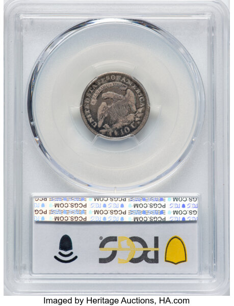 image for: 1821 10C Large Date, JR-7, R.2, VG10 PCGS. PCGS Population: 1 in 10, 10 finer (10/25). CDN: $110 Whsle. Bid for NGC/PCGS VG...