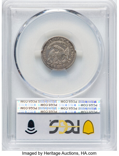 image for: 1827 10C Pointed Top 1, JR-12, R.1, VF25 PCGS. PCGS Population: 2 in 25, 8 finer (10/25). CDN: $235 Whsle. Bid for NGC/PCGS...