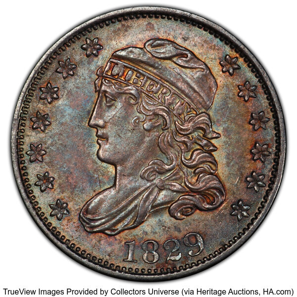 image for: 1829 H10C V-14, LM-16.1, R.2, MS62 PCGS.  CDN: $550 Whsle. Bid for NGC/PCGS MS62. Mintage 1,230,000....