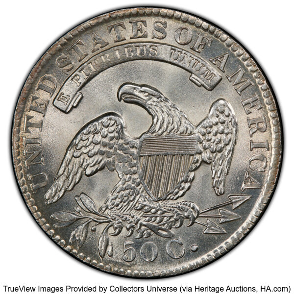 image for: 1834 50C Large Date, Large Letters, O-101, R.1, MS64 PCGS. PCGS Population: 60 in 64 (3 in 64+), 16 finer (10/25). CDN: $2,...