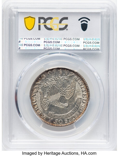 image for: 1827 50C Square Base 2,  O-125, R.3, XF45 PCGS.  CDN: $190 Whsle. Bid for NGC/PCGS XF45. Mintage 5,493,400....