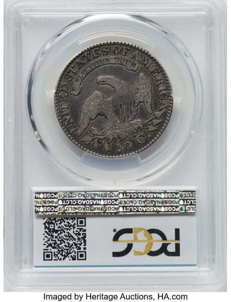 image for: 1827 50C Square Base 2, O-145, R.5, VF25 PCGS. PCGS Population: 4 in 25, 14 finer (10/25). CDN: $280 Whsle. Bid for NGC/PCG...