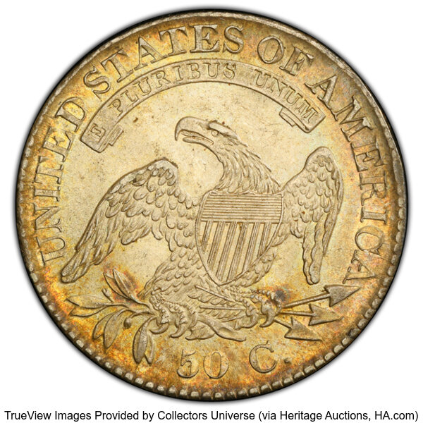 image for: 1826 50C O-109, R.2, AU58 PCGS. PCGS Population: 4 in 58, 3 finer (10/25). CDN: $600 Whsle. Bid for NGC/PCGS AU58. Mintage ...