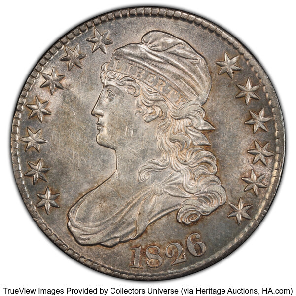 image for: 1826 50C O-118a, R.1, AU55 PCGS. PCGS Population: 6 in 55 (1 in 55+), 6 finer (10/25). CDN: $400 Whsle. Bid for NGC/PCGS AU...