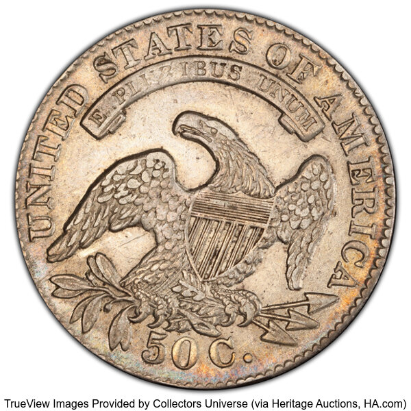 image for: 1833 50C O-104, R.1, AU50 PCGS. PCGS Population: 2 in 50, 13 finer (10/25). CDN: $255 Whsle. Bid for NGC/PCGS AU50. Mintage...