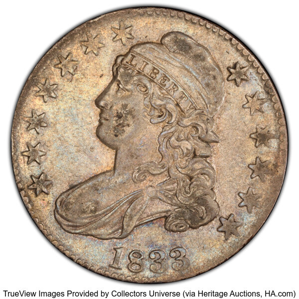 image for: 1833 50C O-110, R.1, XF40 PCGS. PCGS Population: 4 in 40, 13 finer (10/25). CDN: $160 Whsle. Bid for NGC/PCGS XF40....