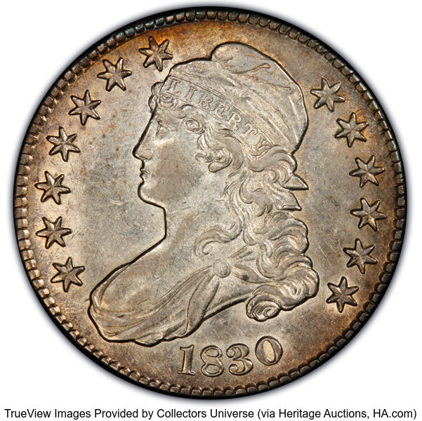 image for: 1830 50C Small 0, O-106, R.3, AU50 PCGS. Ex: Frederick Collection. PCGS Population: 2 in 50, 3 finer (10/25). CDN: $280.50 ...