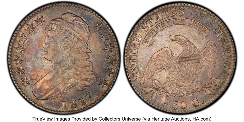 image for: 1817 50C O-110a, R.2, XF45 PCGS. CAC. PCGS Population: 6 in 45, 9 finer. CAC: 2 in 45, 3 finer (10/25). CDN: $500 Whsle. Bi...