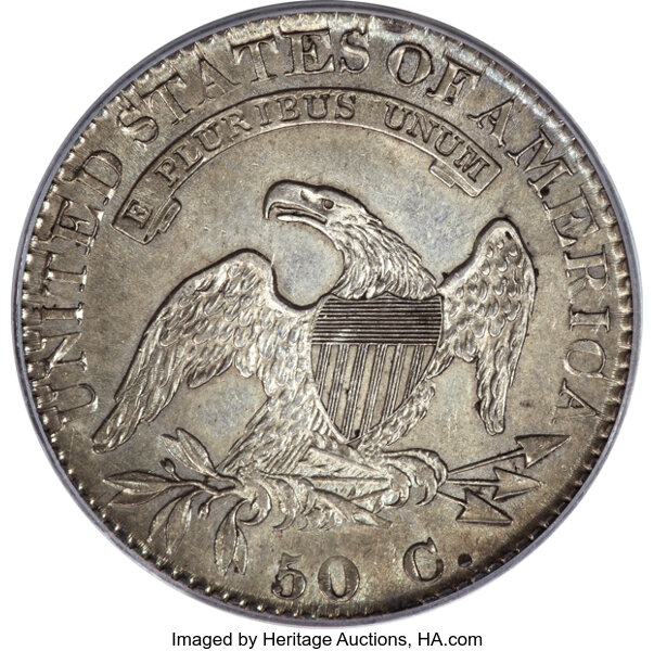 image for: 1822 50C O-112, High R.4, AU53 PCGS. Ex: Frederick Collection. PCGS Population: 2 in 53, 4 finer (10/25). CDN: $440 Whsle. ...