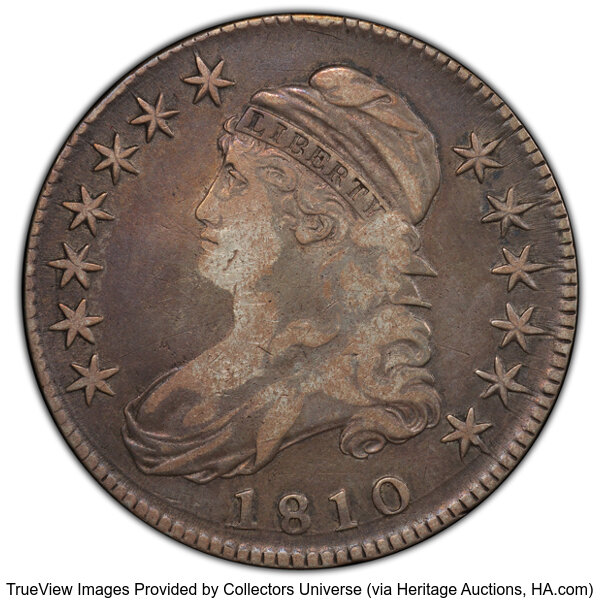 image for: 1810 50C O-103, R.3, VF25 PCGS. PCGS Population: 5 in 25, 20 finer (10/25). CDN: $247.50 Whsle. Bid for NGC/PCGS VF25. Mint...