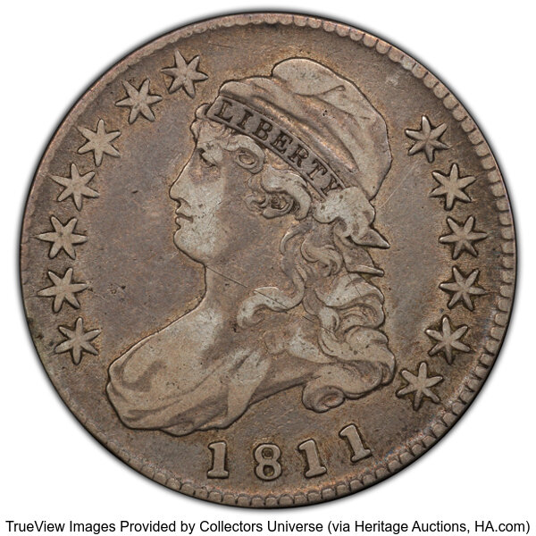 image for: 1811 50C Small 8, O-105a, R.2, VF25 PCGS. PCGS Population: 1 in 25, 23 finer (10/25). CDN: $240 Whsle. Bid for NGC/PCGS VF2...