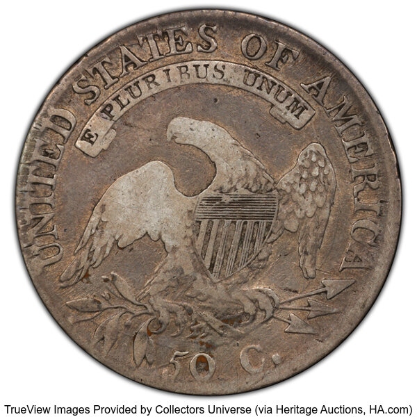 image for: 1811 50C Small 8, O-105a, R.2, VF25 PCGS. PCGS Population: 1 in 25, 23 finer (10/25). CDN: $240 Whsle. Bid for NGC/PCGS VF2...