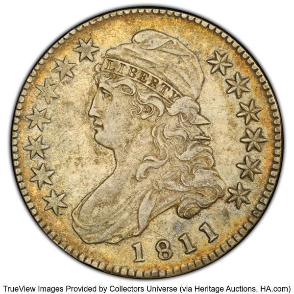 image for: 1811 50C Small 8, O-111, R.2, XF45 PCGS. PCGS Population: 4 in 45, 10 finer (10/25). CDN: $460 Whsle. Bid for NGC/PCGS XF45...