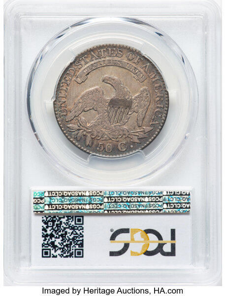 image for: 1827 50C Square Base 2, O-133, R.4, XF45 PCGS. CAC. PCGS Population: 4 in 45, 11 finer. CAC: 2 in 45, 2 finer (10/25). CDN:...