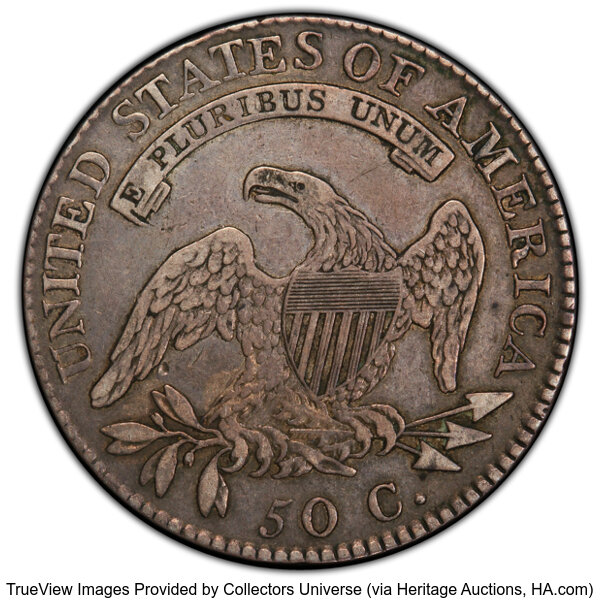 image for: 1818 50C O-112, R.2, VF30 PCGS. The scarce O-112' (prime) die state without die cracks. PCGS Population: 5 in 30, 29 finer ...