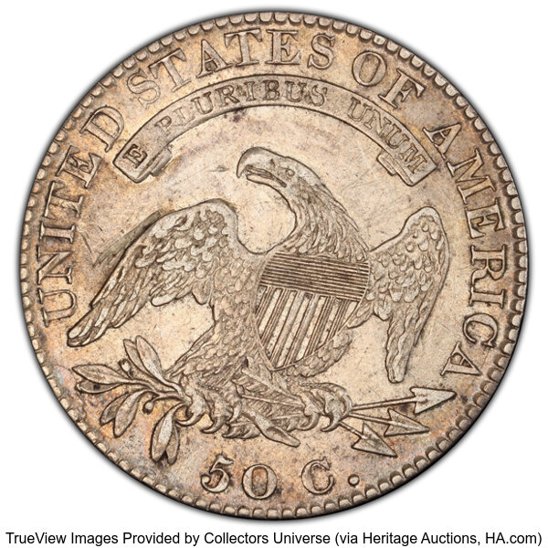 image for: 1819 50C O-107a, R.4, AU50 PCGS. PCGS Population: 1 in 50, 1 finer (10/25). CDN: $660 Whsle. Bid for NGC/PCGS AU50. Mintage...