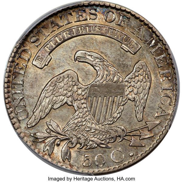 image for: 1826 50C O-113, R.4, AU55 PCGS. PCGS Population: 2 in 55, 1 finer (10/25). CDN: $480 Whsle. Bid for NGC/PCGS AU55. Mintage ...