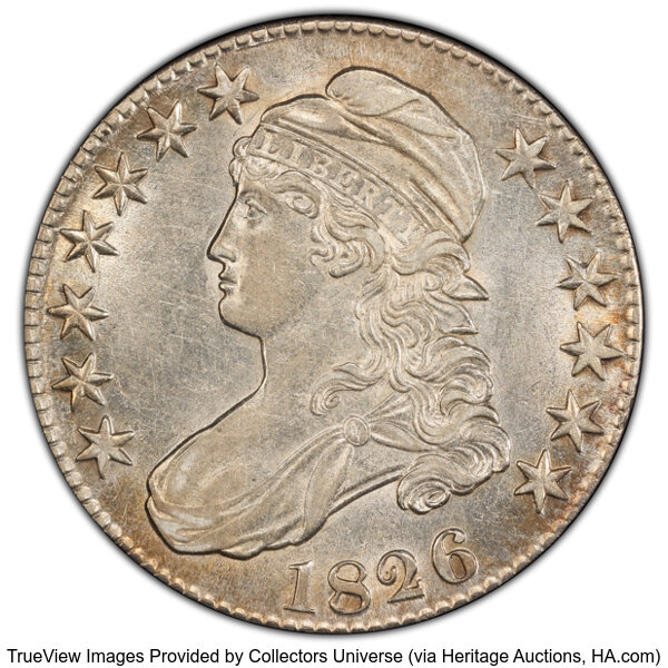 image for: 1826 50C O-120, High R.4, AU55 PCGS. PCGS Population: 1 in 55, 3 finer (10/25). CDN: $480 Whsle. Bid for NGC/PCGS AU55. Min...