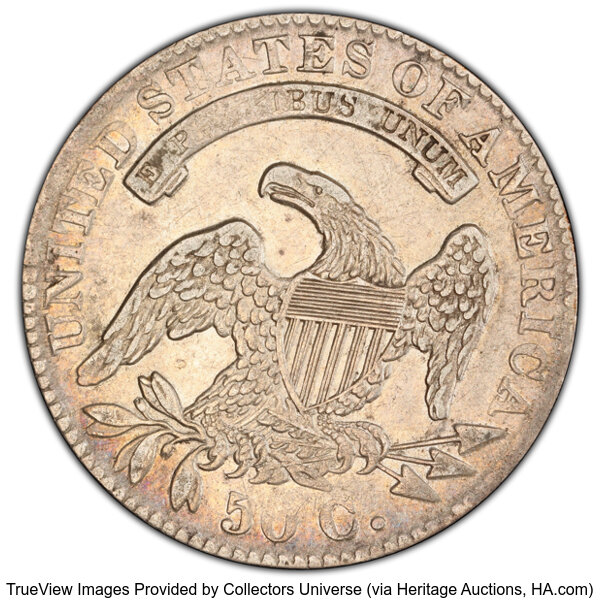 image for: 1832 50C Small Letters, O-122, R.1, XF40 PCGS. PCGS Population: 14 in 40, 34 finer (10/25). CDN: $160 Whsle. Bid for NGC/PC...