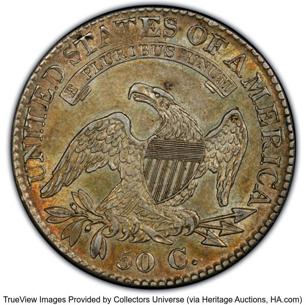image for: 1823 50C O-105, R.1, AU55 PCGS. CAC. PCGS Population: 9 in 55 (1 in 55+), 8 finer. CAC: 3 in 55, 2 finer (10/25). CDN: $700...