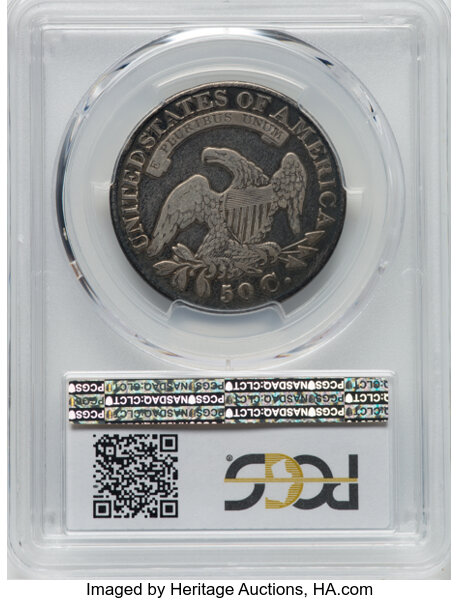image for: 1828 50C Curl Base 2, No Knob, O-105, R.5, VG10 PCGS. PCGS Population: 1 in 10, 14 finer (10/25). CDN: $200 Whsle. Bid for ...