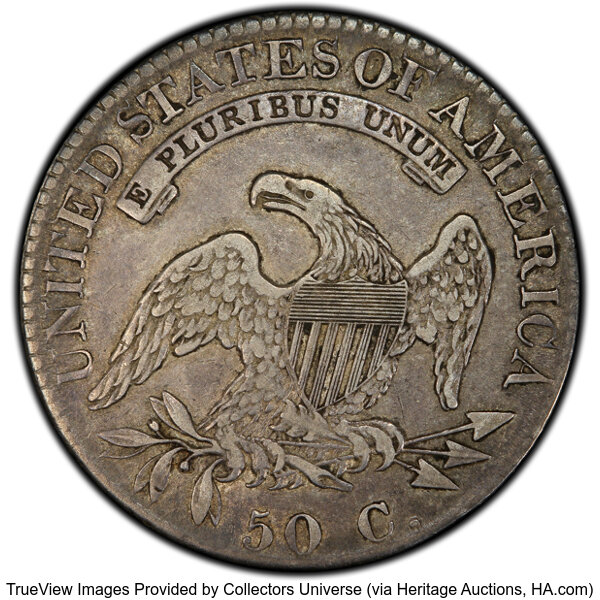 image for: 1822 50C O-109, R.3, XF40 PCGS. Ex: Peterson. PCGS Population: 3 in 40, 18 finer (10/25). CDN: $315 Whsle. Bid for NGC/PCGS...