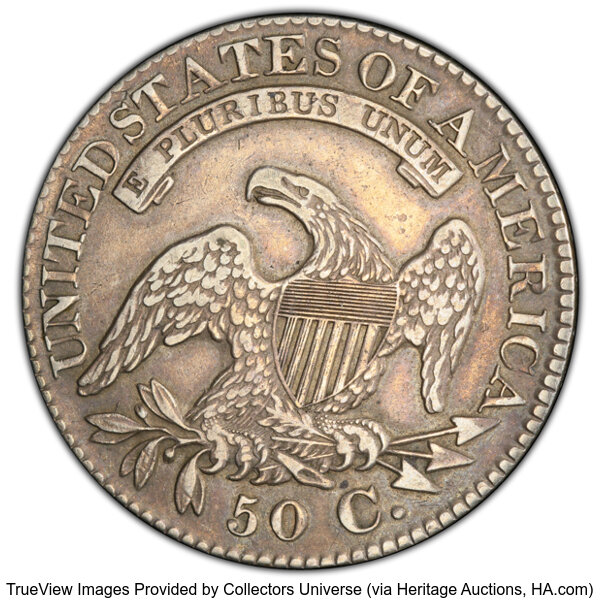 image for: 1827 50C Square Base 2, O-116a, High R.5, XF40 PCGS. PCGS Population: 3 in 40, 4 finer (10/25). CDN: $208 Whsle. Bid for NG...