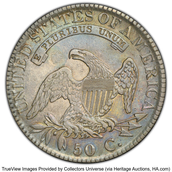 image for: 1823 50C Patched 3, O-101a, R.1, XF40 PCGS. PCGS Population: 9 in 40, 21 finer (10/25). CDN: $700 Whsle. Bid for NGC/PCGS X...